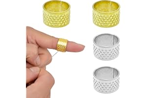 CAPIANT 4 Pack Finger Protector Fingertip Thimble Metals Thimbles Adjustable Finger Ring for Hand Sewing, Stitching, Quilting and Knitting