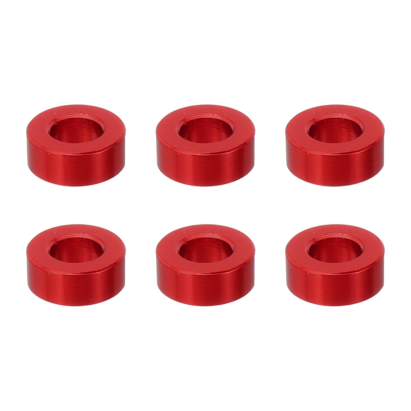 PATIKIL M5 Aluminum Spacer, 6Pcs Metal Spacers Aluminum 5.2mm ID x 10mm OD x 4mm L Aluminum Spacer Screw Standoff Round for 1/5in or M5 Screw Bolt, Red
