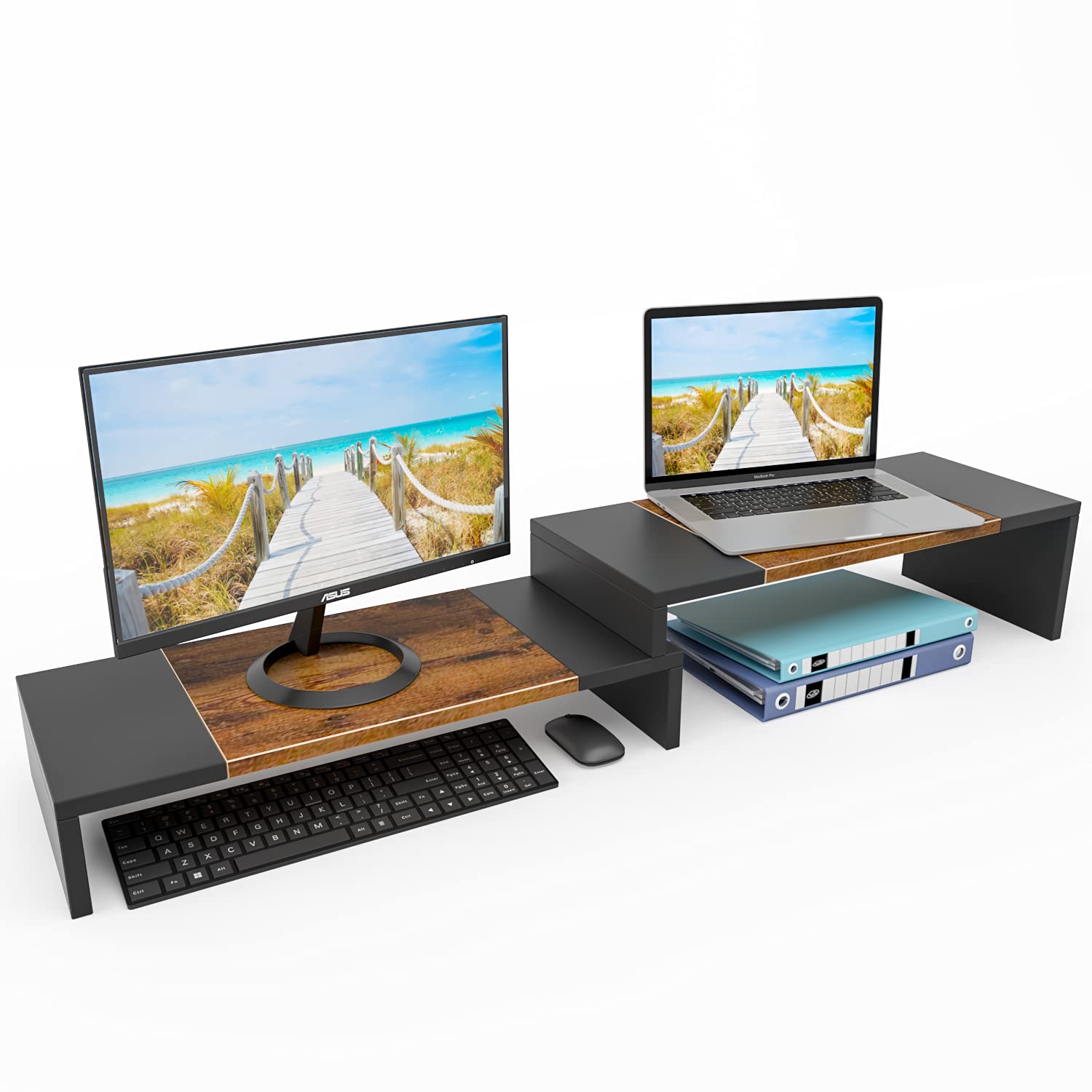 Buy WESTREE Dual Monitor Stand Monitor Stand Riser 2 Shelf Computer