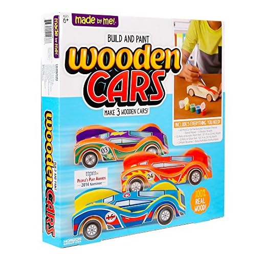 Made By Me Build & Paint Your Own Wooden Cars by Horizon Group Usa, DIY Wood Craft Kit, Easy To Assemble & Paint 3 Race Cars, Multicolored - Image 6