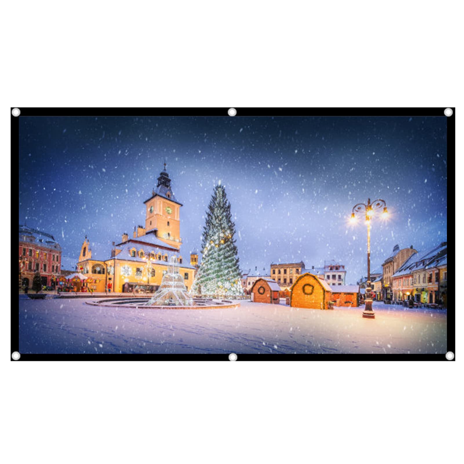 Tonysa 16:9 Folded Projection Screen, Wall Mounted Polyester HD Anti-Crease Portable Projector Movies Curtain Indoor and Outdoor Projector Movies Screen for Outside Home Theater(84in)