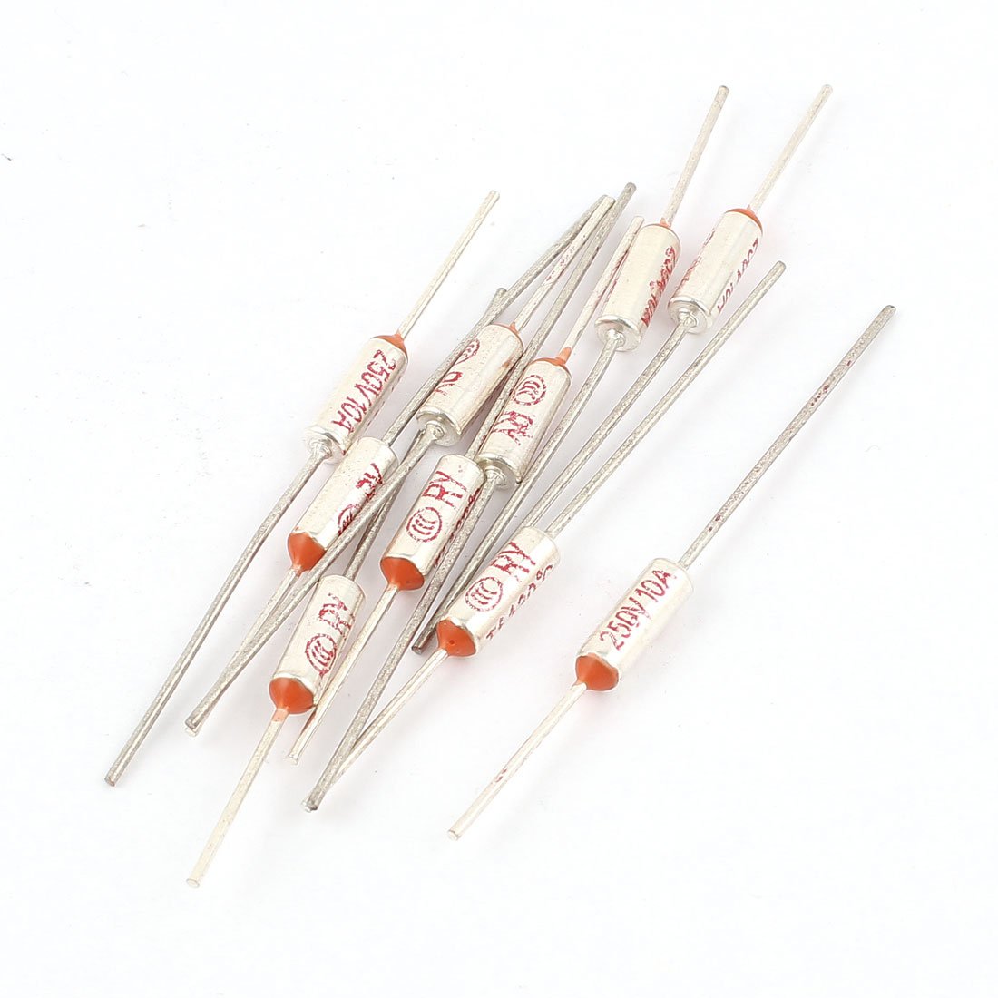 Sourcingmap 10 Pcs RY TF 130 Celsius Degree Cutoff Thermal Fuse AC 250V 10A