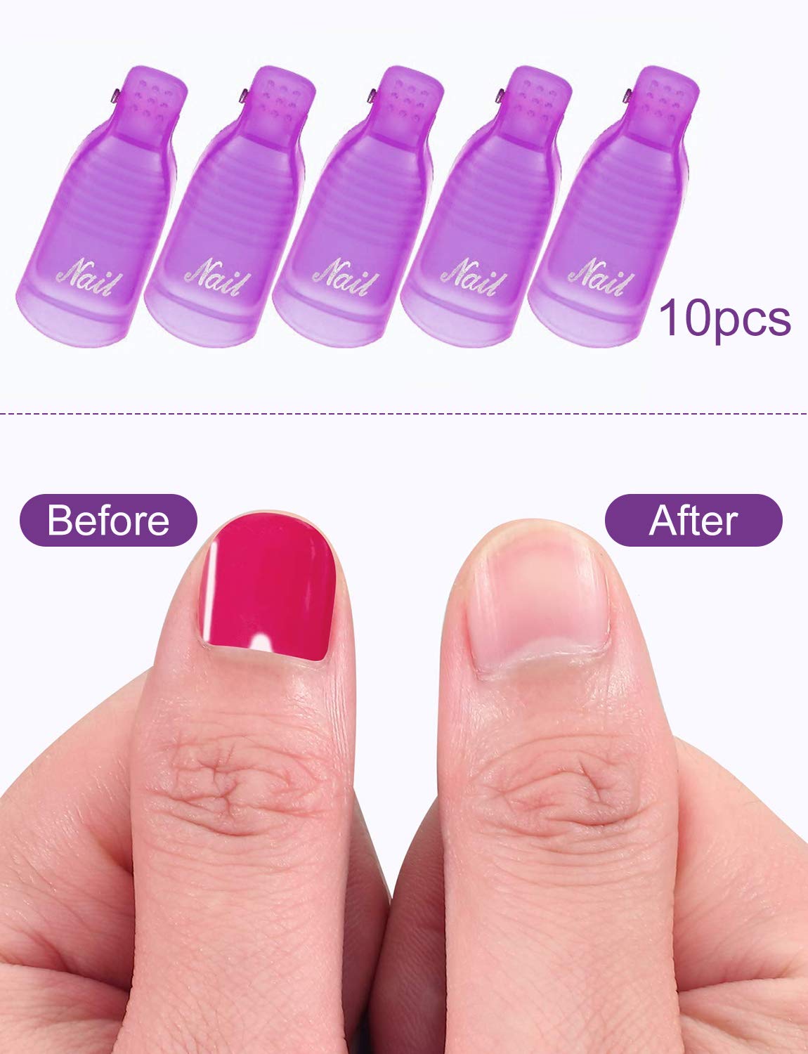 LANDOT Gel Nail Polish Remover Kit, 10pcs Gel Nail Polish Remover Clips Cap, 500pcs Nail Wipe Cotton Pads and 150ml Nail Polish Remover Pump Bottle : Beauty