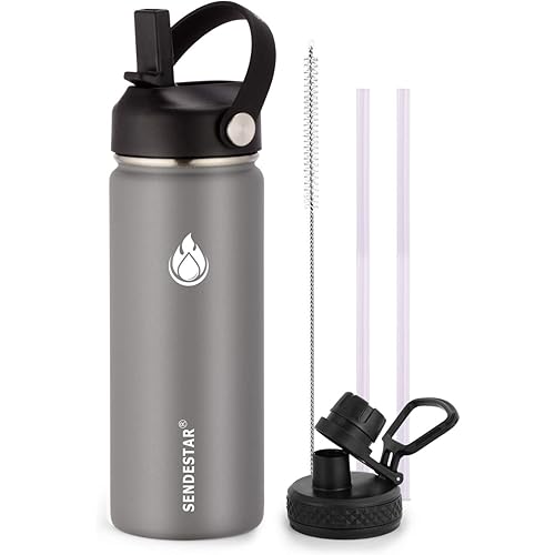 SENDESTAR Stainless Steel Water Bottle,2 or 3 Lids(18 oz, 24oz,32 oz,40 oz,64oz 87oz),Double Wall Vacuum Insulated Leak Proof, Wide Mouth Water bottle with Straw Lid,Spout Lid,Keep Liquids Hot or Cold
