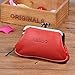 Leather Coin Change Purse for Women Ladies Kiss Lock Wallet Key Card Holder Organizer with Zipper Cute Small Pouch Retro Mini Clutch Bag Katloo (Red)