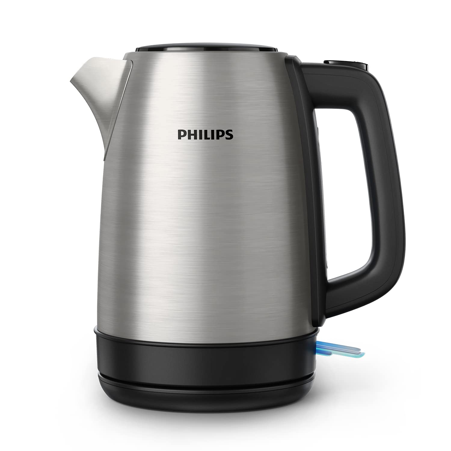 Philips Daily Collection Bouilloire, Métal Couvercle à Ressort, Élément Chauffant Plat, Voyant Lumineux, Remplissage Facile, 1,7 L, Acier Inoxydable (Hd9350/92)