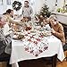 Fowecelt Christmas Embroidered Table Runner Christmas Poinsettia Holly Leaf Openwork Hand-Woven Table Linens for Christmas Decorations 15 x 69 Inch