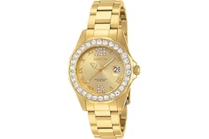 Invicta Women's Pro Diver Crystal Accented 18k Ion-Plated Stainless Steel Watch