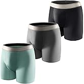 Carer Mens Incontinence Underwear, Washable Reusable Cotton Boxer Briefs with Front Fly, 150ml Leak Proof Underwear for Men Bladder Leakage, Waterproof 3 Pack (Black/Gray/Blue, Large)