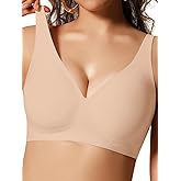 COCOMARTS Jelly Bras for Women No Underwire Seamless Push Up Comfortable Tshirt Everyday Deep V Bra with Support and Lift