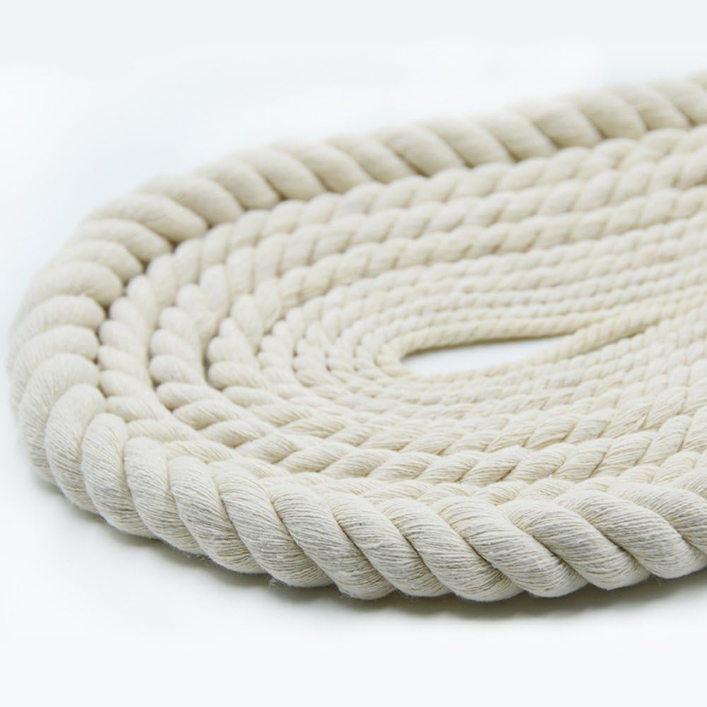 Natural Twisted Cotton Rope Super Soft Triple-Strand Twisted Cotton Rope Dia 1/6'',1/5'',1/4'',3/8'',2/5'',1/2'',3/5'',4/5''and 25/50 and 100ft(12mm-25ft)