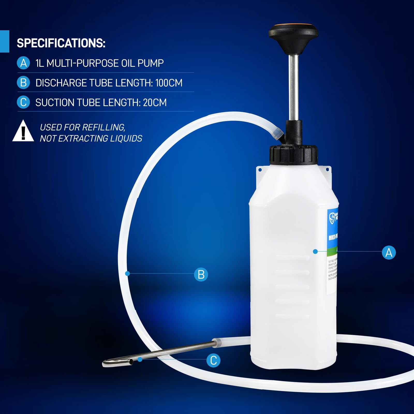 SMOTIVEPRO 1-Liter Mehrzweck-Umfüllpumpe, Ölpumpe Handpumpe für Motoröl, Getriebeöl und Bremsflüssigkeit, Geeignet für Präzises Flüssigkeitsdosieren in Engen Räumen 2