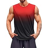 Runcati Mens Sleeveless Tank Tops Workout Muscle Gym T Shirts Crew Neck Gradient Tee Tops