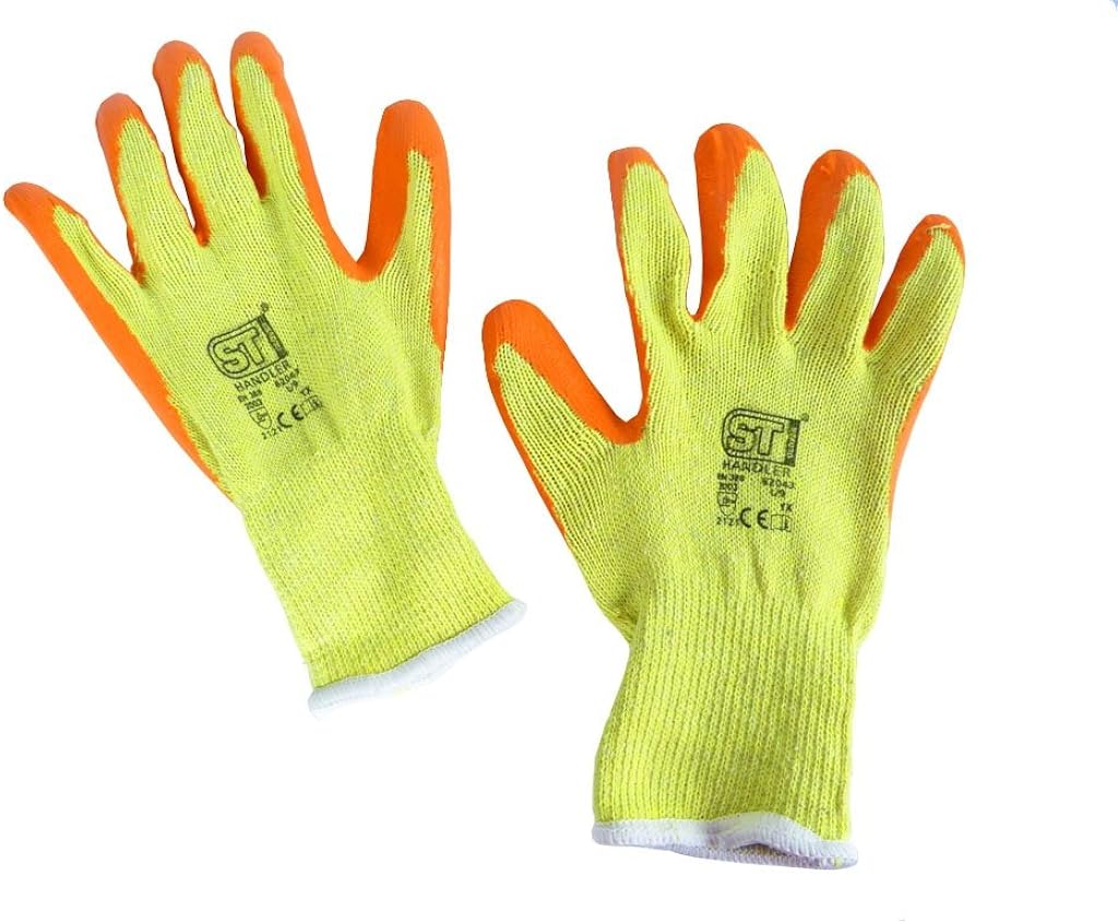 Supertouch Orange Work Gripper Gloves Latex Rubber Coated Nylon