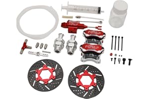 FLMLF Front Wheel Hydraulic Brake System Kit with Metal Calipers and Disc for 1/5 Hpi Rovan Km Baja 5b Ss 5t 5sc RC Car Parts