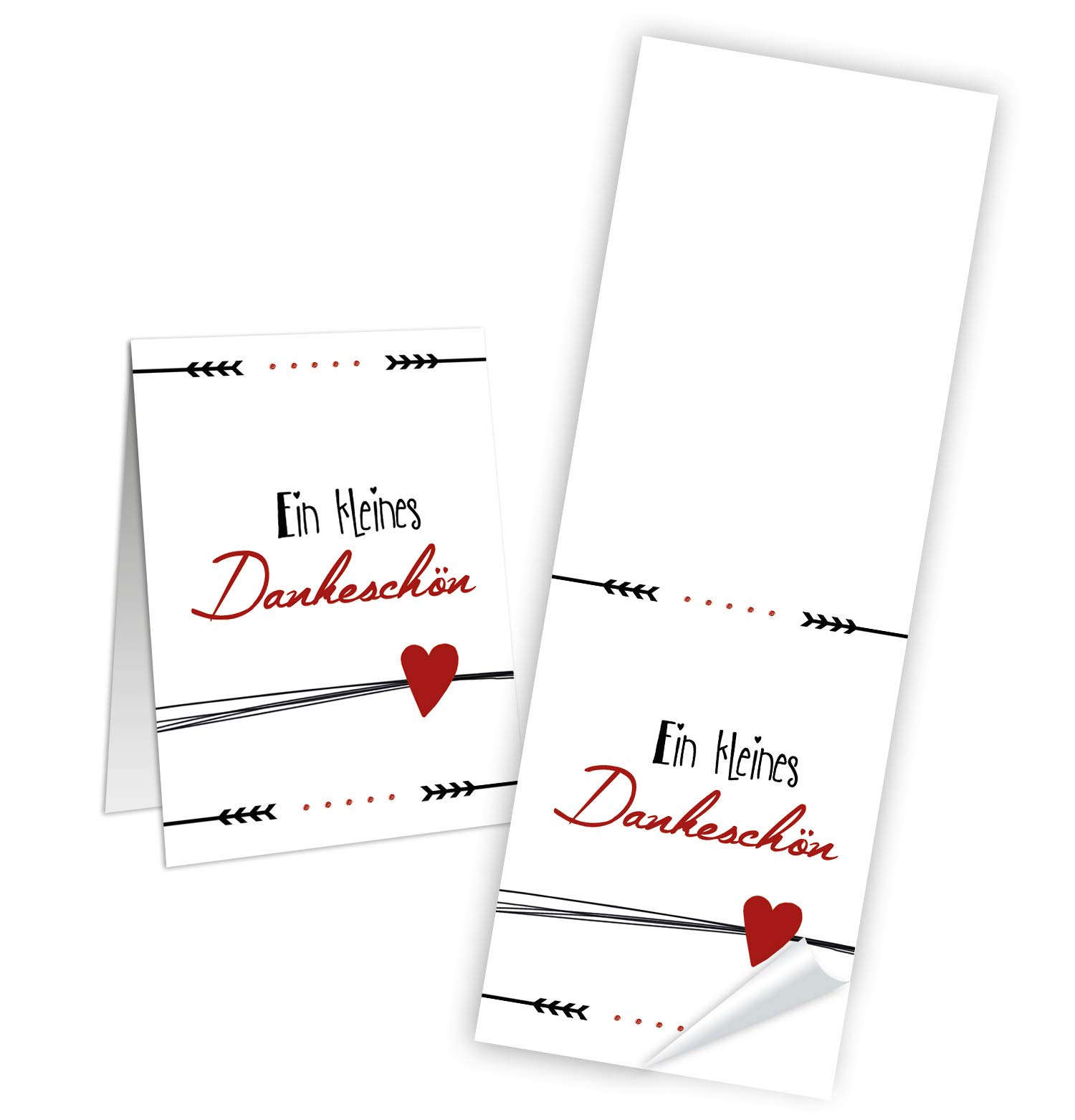 Logbuch-Verlag 25 long stickers "Ein kleine Dankeschön white black red with heart stickers thank you stickers gift wrapping decorating crafts.