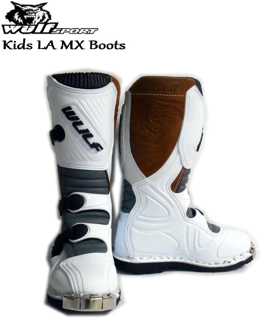 MOTORBIKE WULFSPORT KIDS MX ENDURO BOOTS Motorcycle Motocross Sport Racing Boots WHITE