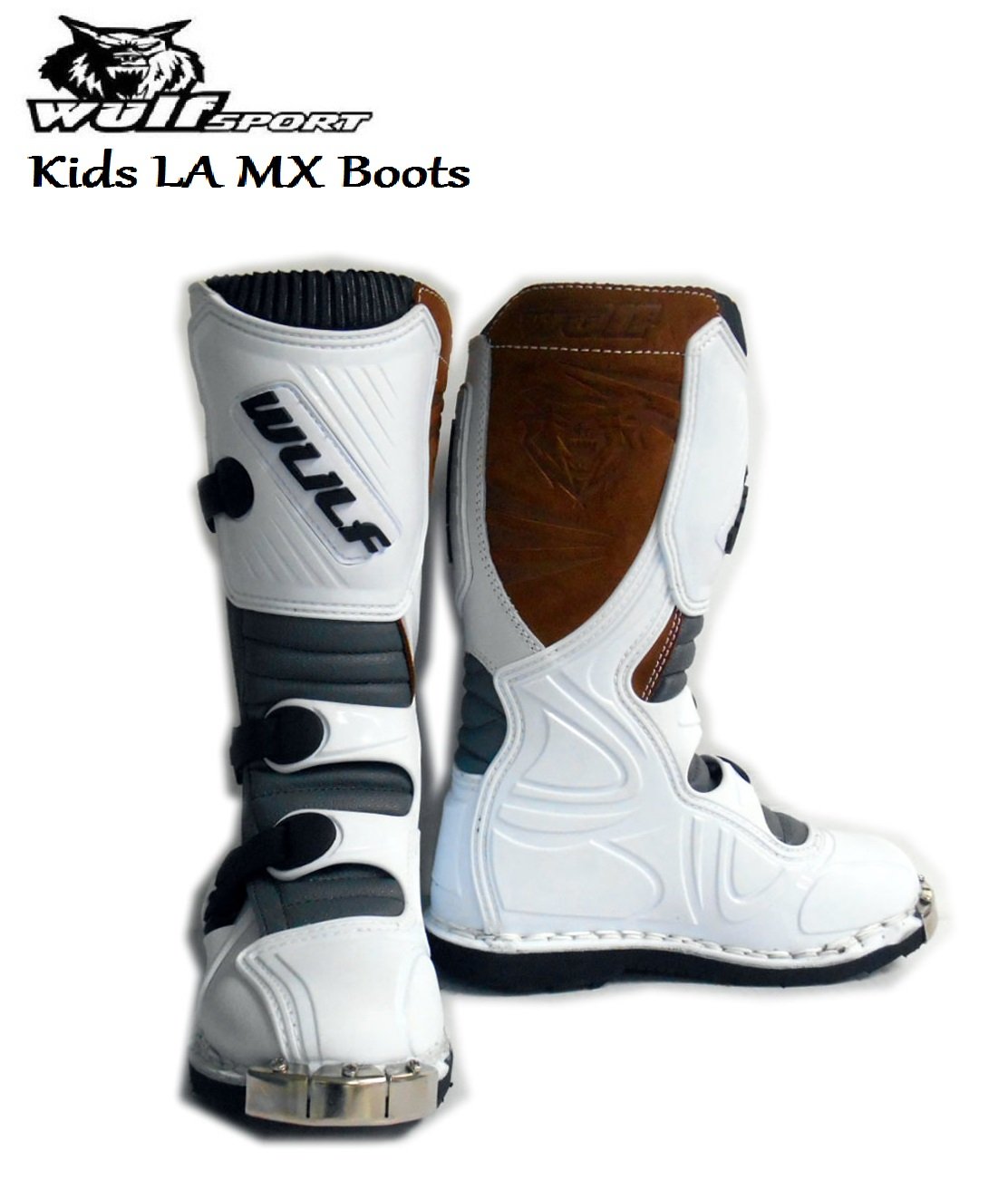 MOTORBIKE WULFSPORT KIDS MX ENDURO BOOTS Motorcycle Motocross Sport Racing Boots WHITE