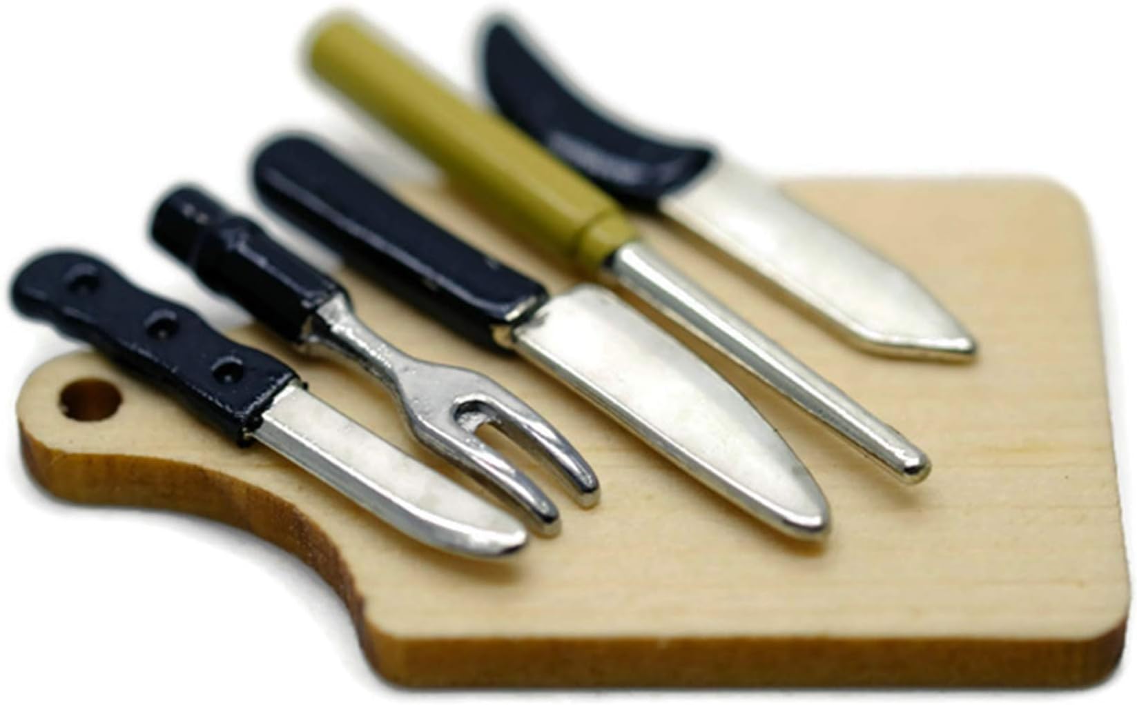 Vintage Kitchen Knives Tool kit Wood Cutting Board Dollhouse Miniatures Food Kitchen by Cool Price