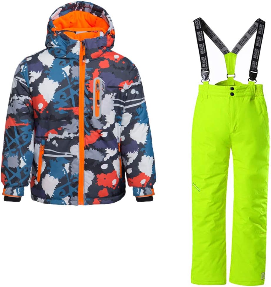 Skijakkeset Youth Girls Boys Snow Suit 2Pcs Winter Warm Outdoor Mountain Waterproof Windproof Snowboarding Skiing Jackets with Snow Ski Bib Pants US 4-16