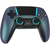 ASRVA Wireless Pro Controller, Hall Effect Sticks, 4 Back Buttons, Blue | Drift, Micro Switch, Gyro Sensor, Macro &amp; RGB Light, 1000mAh Battery, Compatible with PS5/PS5 Pro/Slim, PS4, iOS, PC, Android