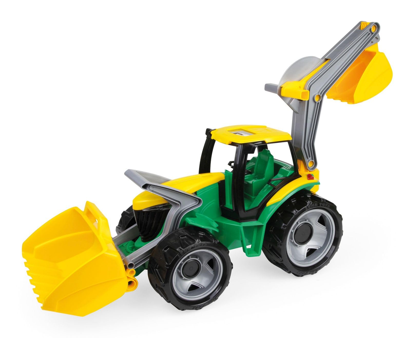 Lena Tractor with Front Loader and Shovel (Large, Green/ Yellow)
