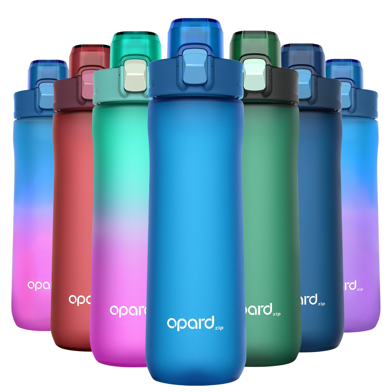 Opard Zip 600ml Plastic Water Bottle Dishwasher Safe, Leakproof Flip-Top Lid, BPA Free Tritan, Wide Mouth Reusable Kids Water Bottle for School Hiking Commuting Outdoor Travel and Gym