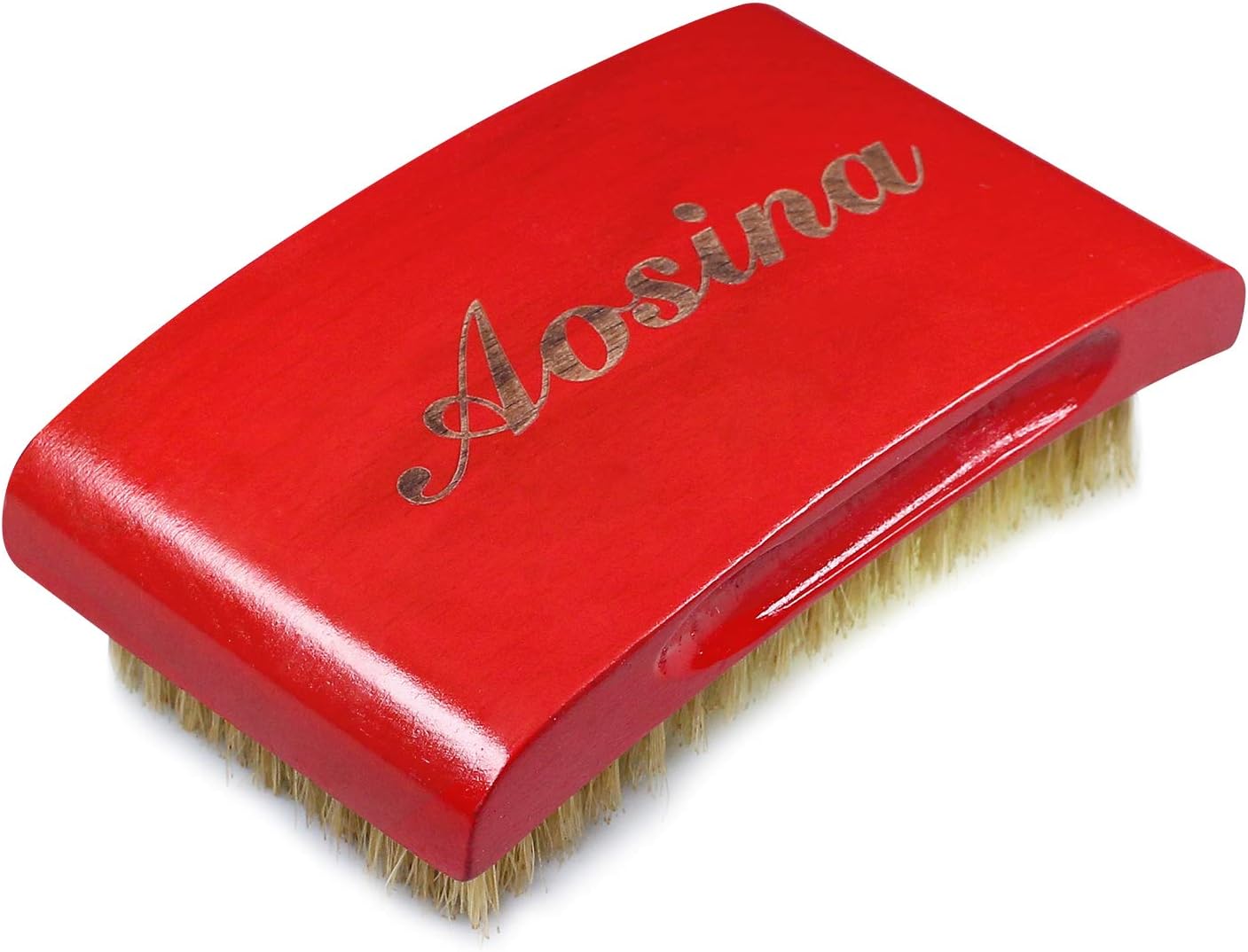 Medium Curved Palm Wave Brush 360 Wave Brush Made With Pure White Boar Bristle Hair Brush Designed for Thin and Normal Hair-Mens Curved Military Wave (Red)