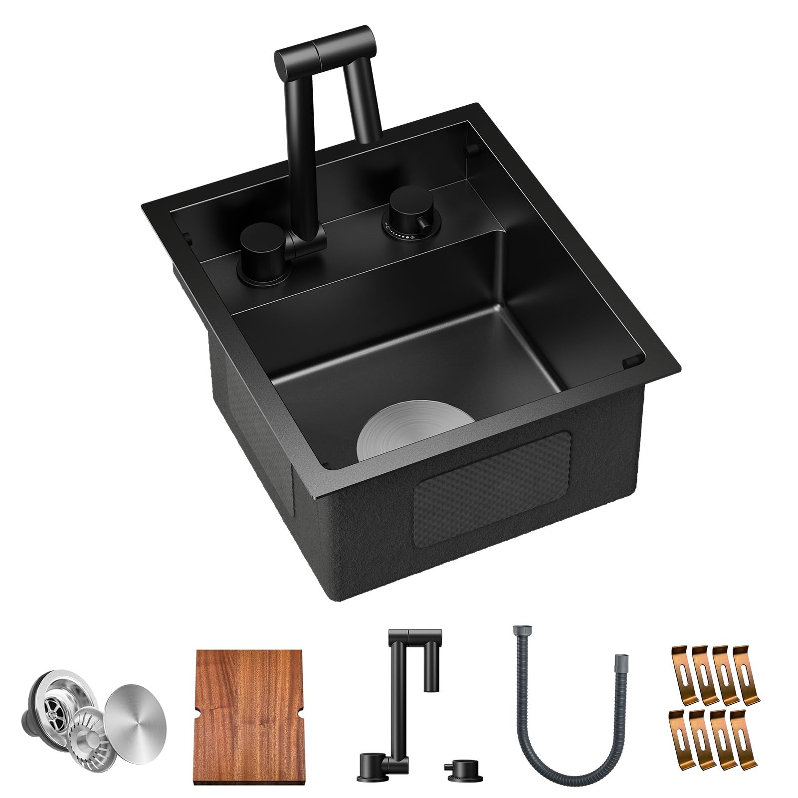 TORVA RV Kitchen Sink, 13 x 15 x 7 Inch Undermount Bar Sink 16 Gauge Stainless Steel Single Bowl ...