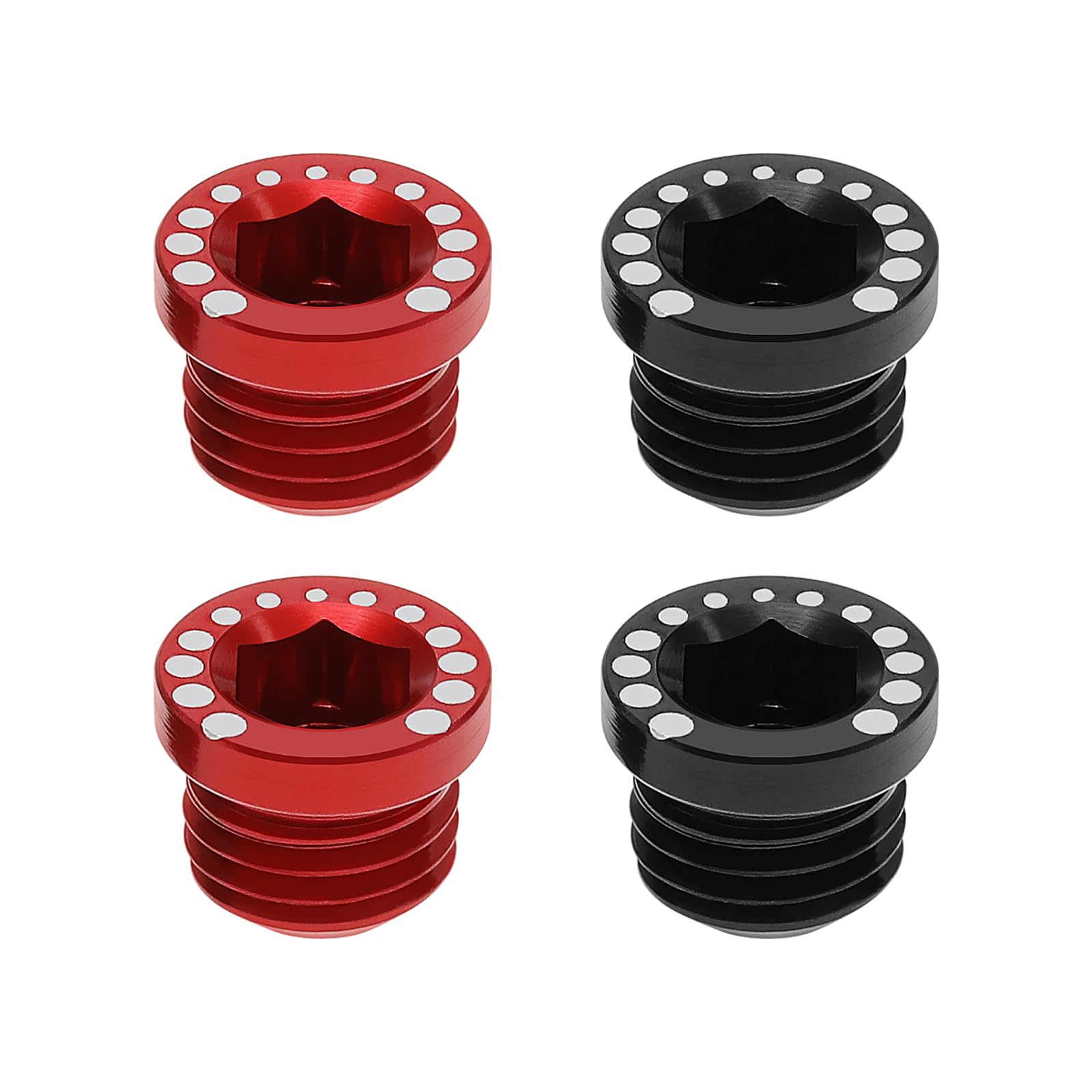 YINETTECH 4PCS Bycicle V Brake Hole Screw Bolt M10x1.25 Aluminum Alloy Bike Brake Screw for Mountain Bike Road Bike Cycling Replacement Component (2 Red & 2 Black)