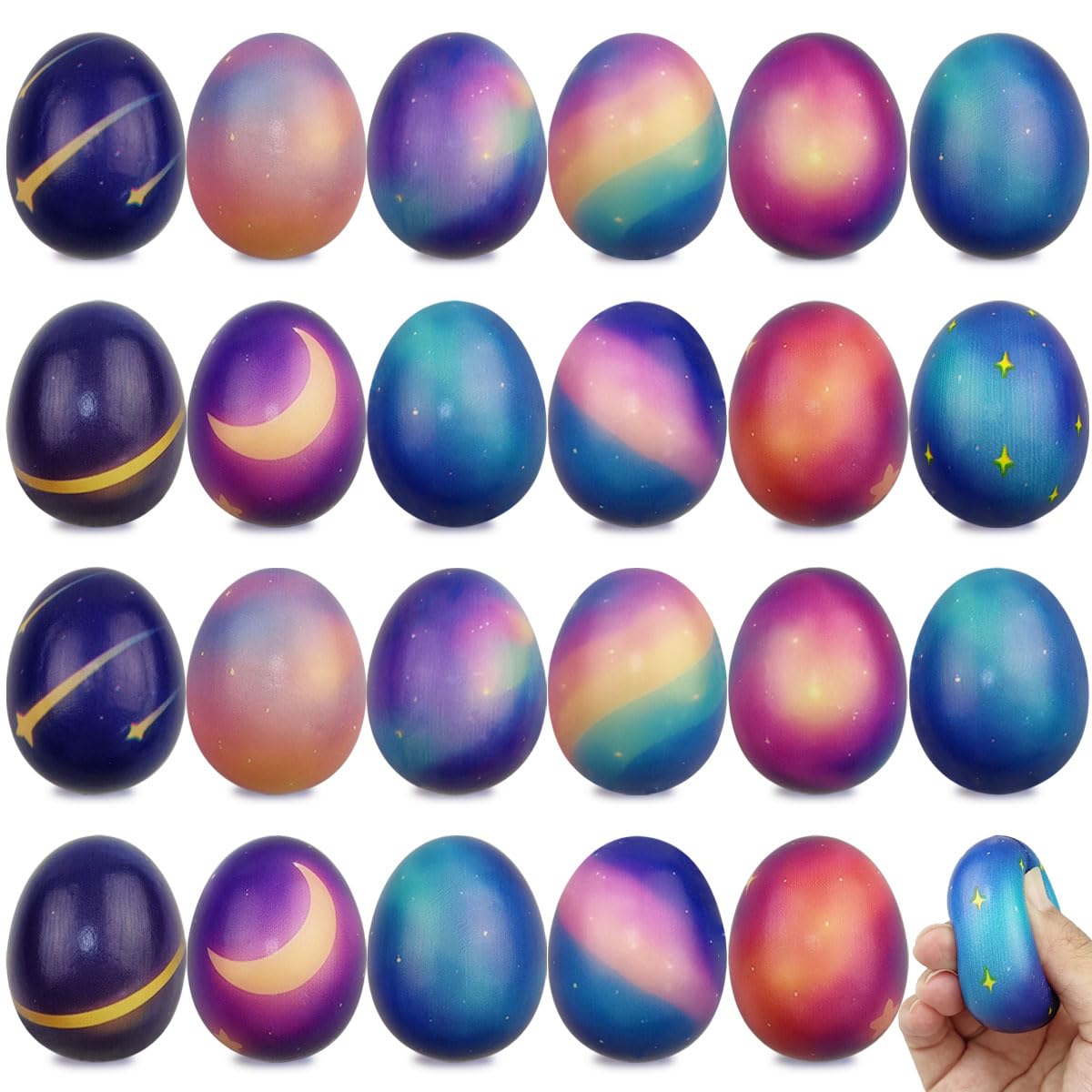 Jofan 24 Pack Easter Eggs Galaxy Slow Rising Squishy Toys for Kids Girls Boys Easter Basket Stuffers Gifts Party Favors
