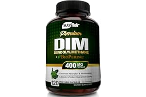 NutriFlair DIM Supplement 400mg with Bioperine, 120 Capsules - Diindolylmethane - Estrogen Metabolism Support & Hormone Balance, Menopause, PCOS, Acne and Skin Care for Men & Women - Compare to 300mg