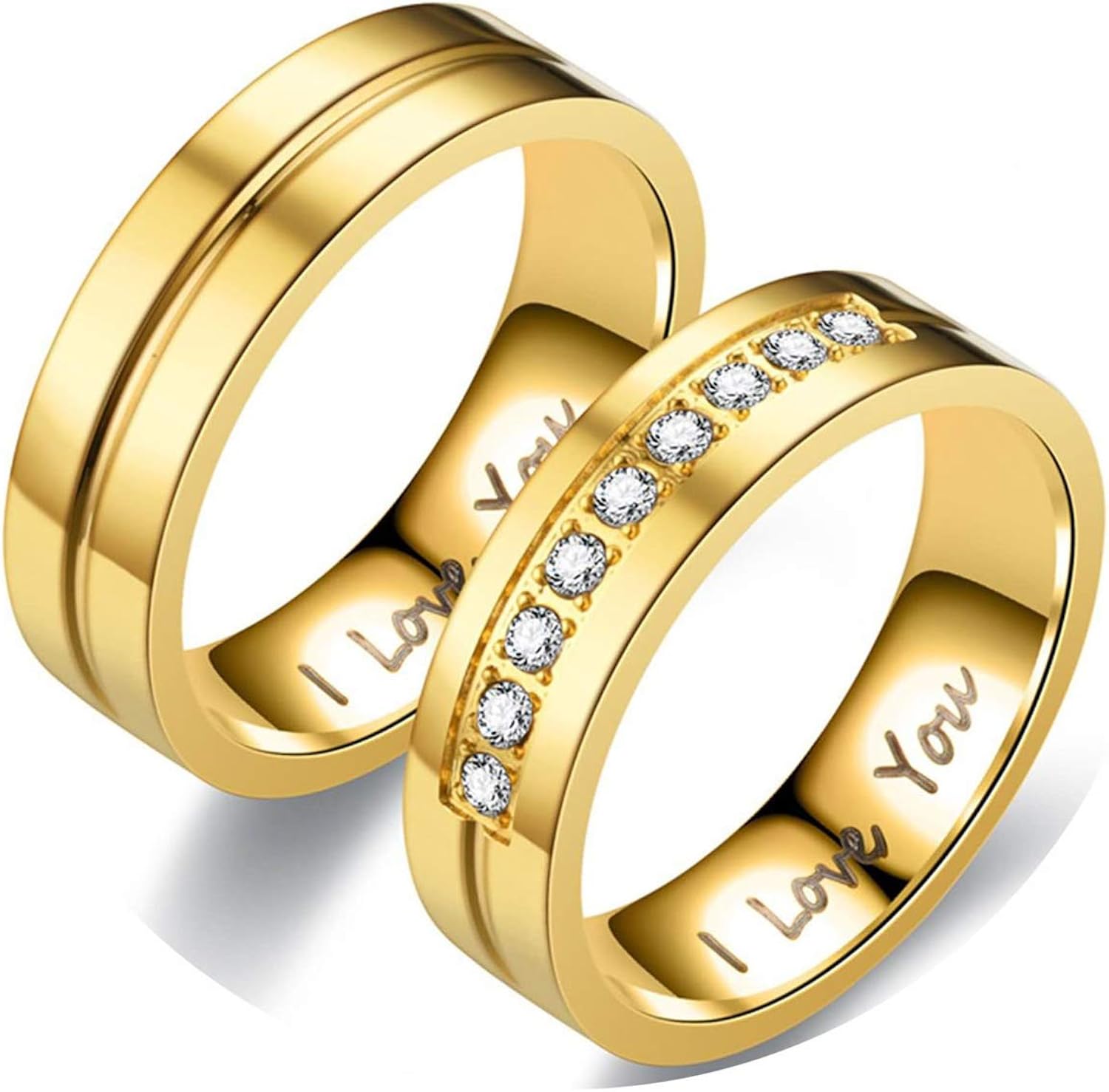 ANAZOZ Alliance Homme Femme 2PCS Bague de Mariage pour Deux Amour Cœur Set Acier Inoxydable Or Rose Rings 6MM Femme Taille 52 & Homme Taille 60
