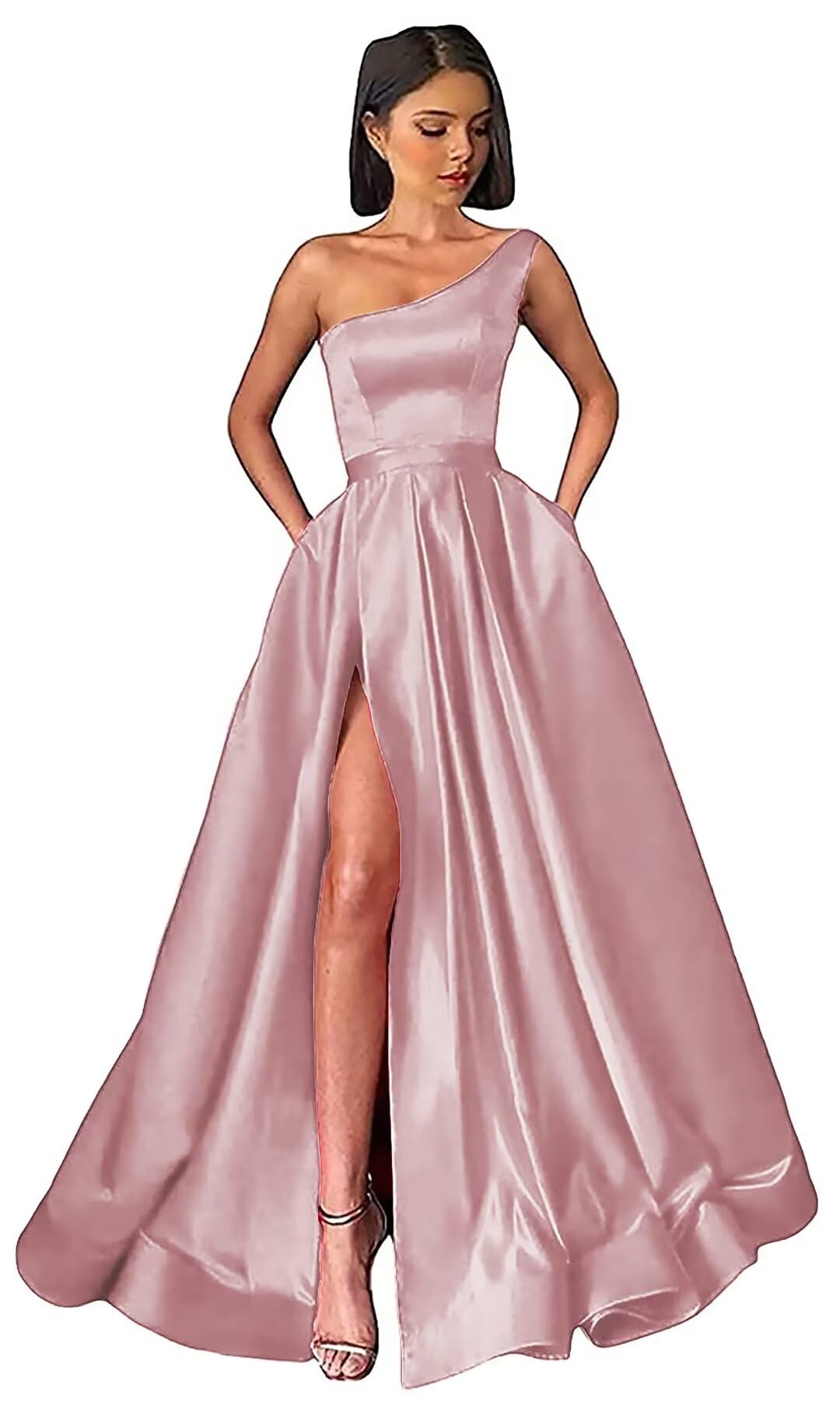 Bxqmzl Dusty Rose Satin Prom Dresses Long Ball Gown