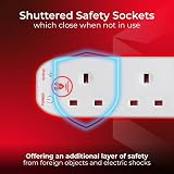 Masterplug 4 Socket Extension Lead 2m Cable Surge Protection Power LED White 13A view 3