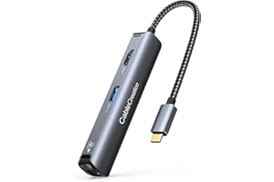 USB C Hub Multiport Adapter, CableCreation 5-in-1 USB C Adapter Aluminum Shell with 4K HDMI,1Gbps Ethernet, 3 USB 3.0 Ports f