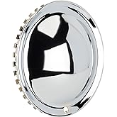 Speedway Motors Full Moon Style 14 Inch Wheel Cover, Chrome Plated Design, Fixed Spinner Bar, Snap-On for Easy Installation, Alloy Steel Material, Sold Individually