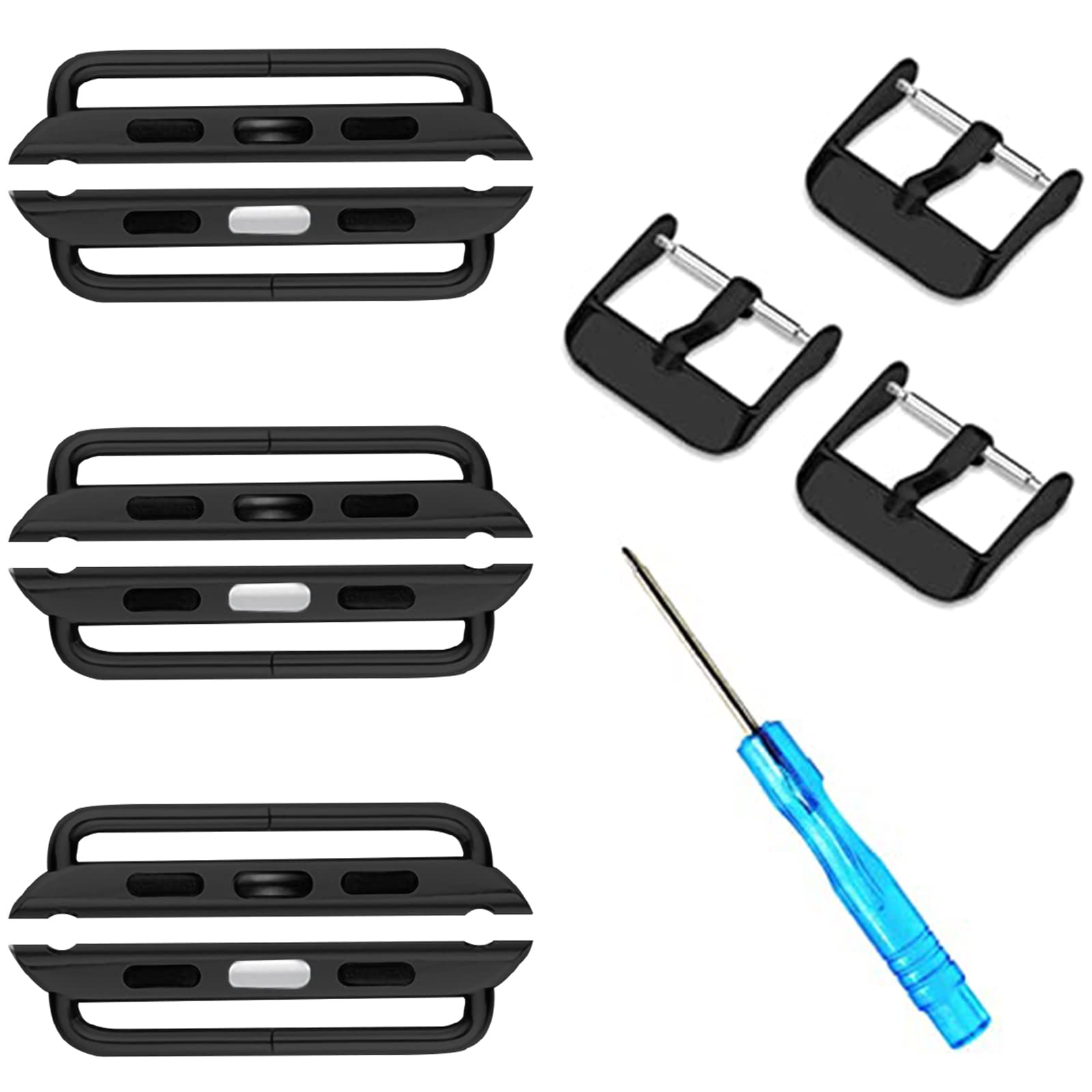 Photo 1 of ONELANKS Watch Band Connector Kit for Apple Watch, Metal Replacement Adapter for iWatch Straps Ultra (49mm) Series 8 7 (45mm) Series 6 5 4 (44mm) Series 3 2 1 (42mm) Black(3 Pack)