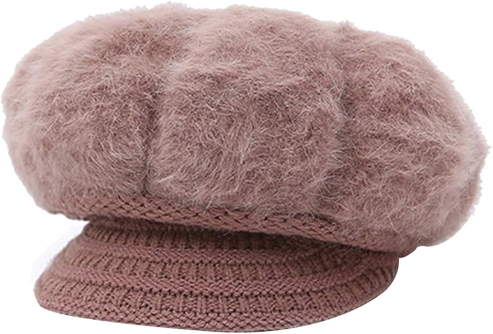 Demarkt Women's Knitted Peaked Hat Winter Soft Painter Hat Brown M