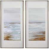Uttermost 33716 Coastline - 57.5 Inch Framed Print (Set of 2), Light Blue/Gray/White/Rust Brown/Gold Finish