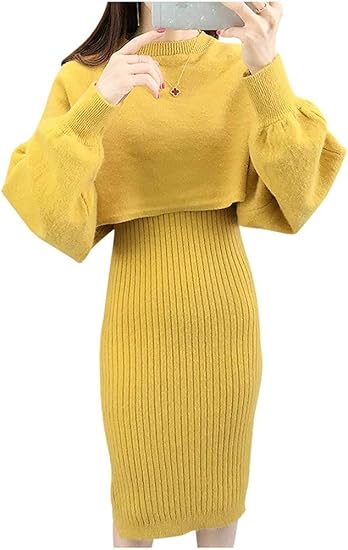 Amazon Meritailor セットアップ ワンピース ゆったり シルエット ニットワンピ パステルカラー バルーン袖 レディース S Xl ワンピース チュニック 通販