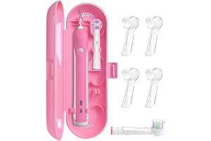 ARRITZ Electric Toothbrush Case, Toothbrush Case for Traveling for Oral-B/Philips Sonicare Electric Toothbrush with 4PCS Covers Caps (Pink)