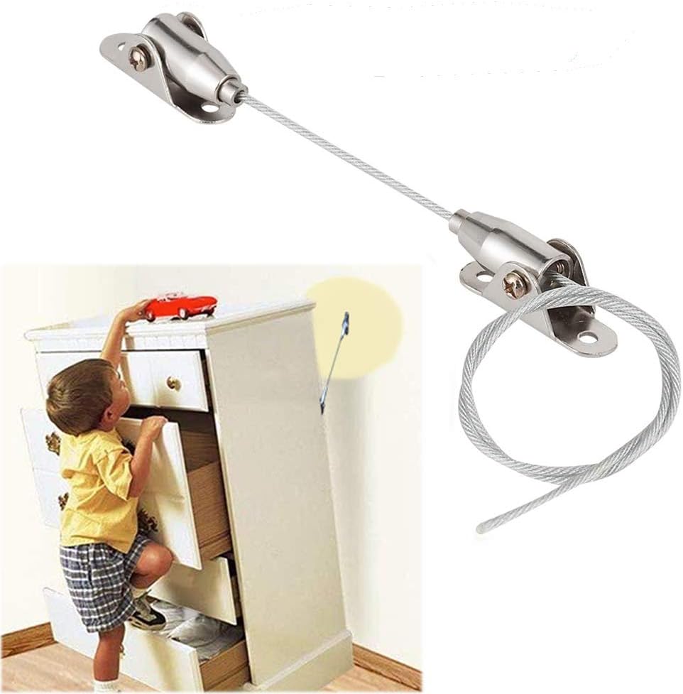 4 Pack Metal Furniture Straps,Anti Tip Furniture Wall Anchors for Baby