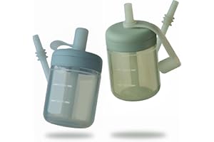 Moonkie Baby Straw cup | Silicone Toddler Sippy Cup Training Cup with Straw Lid | BPA-Free Drop-Proof Baby Cup | Led Weaning | 6 Months+, 5 oz, 2pack