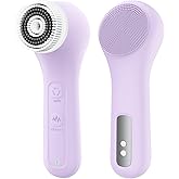 WOVAZUS Vibrating and Rotating Face Scrubber, Waterproof Rechargeable Facial Cleansing Brush, 8 Modes for Exfoliating and Massaging, Face Wash Brush for Removing Blackhead(Taro Purple)