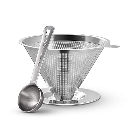 soulhand Edelstahl-Kaffeefilter, übergießen Sie den Kaffeetropf-Filter papierloser, wiederverwendbarer Einschicht-Kaffeefilte