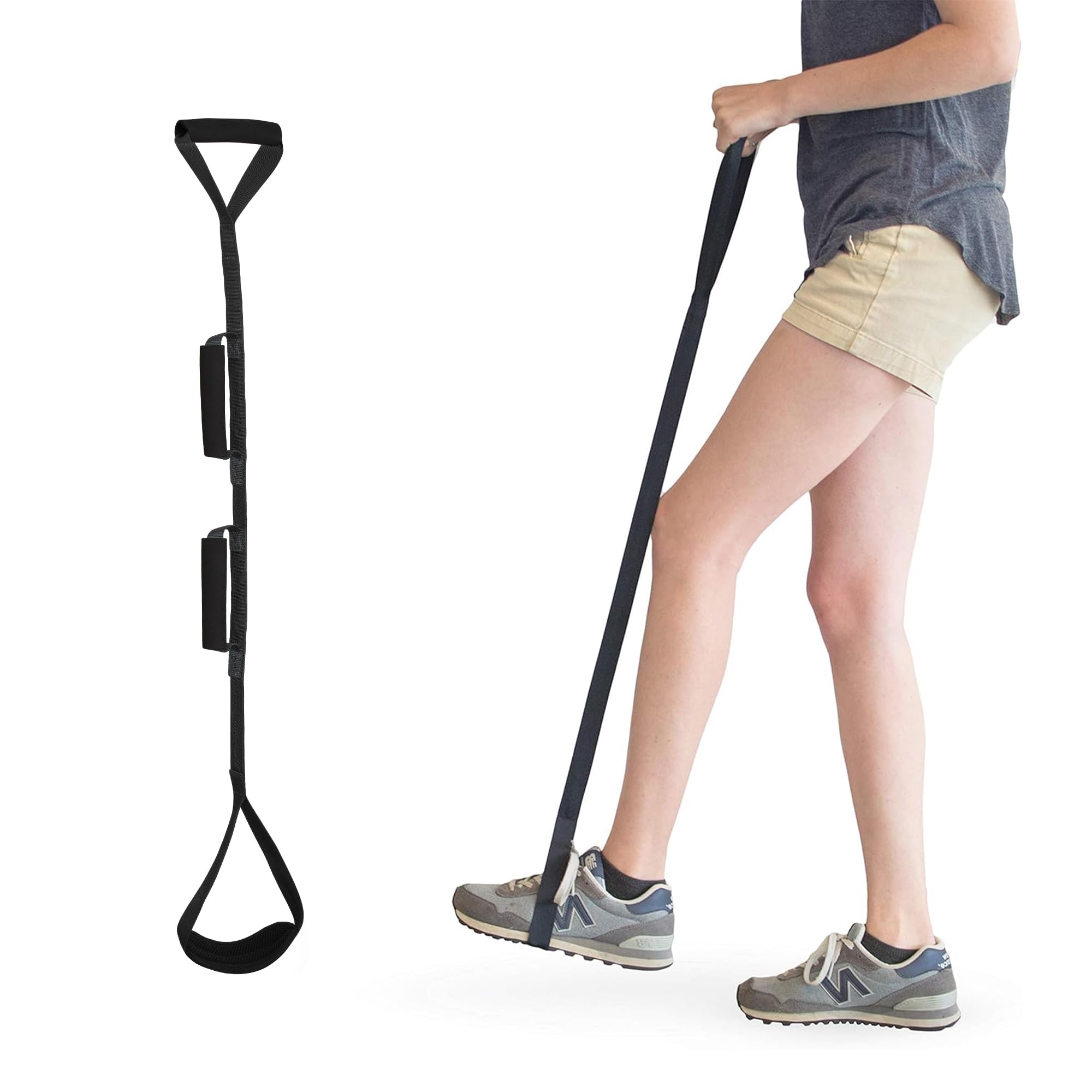 Kekoy 91cm Long Leg Lifter Strap Foot & Hand Grip, Mobility Lift Raiser Aids for Limited Mobility After Hip Replacement Getting in and Out of Bed, Car, and Wheelchair (91cm Black)