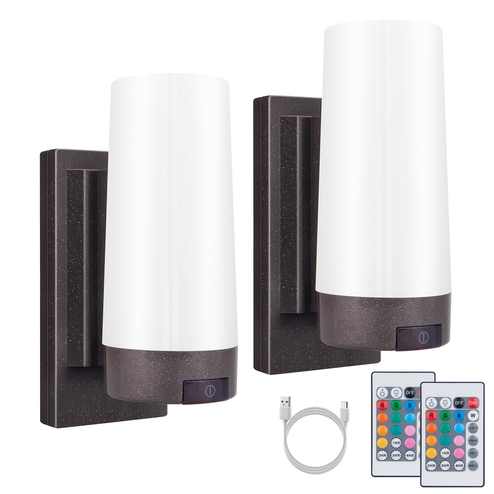 BIGMONAT Wireless Indoor Wall Light, Living Room Background Wall Light, Bedroom Bedside Table Atmosphere Light, USB Charging, Remote Control Multi Color Adjustable Night Light, 2 Sets of Brown