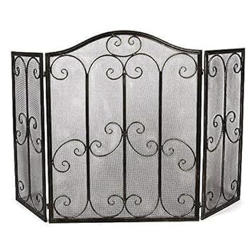 linoows Funkengitter, Funkenschutz, Kaminschirm aus Eisen im Nostalgie