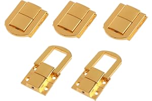 dophee 5Pcs Toggle Catch Lock, Gold Retro Style Iron Decorative Hasp Lock Latch Clasp with Screws for Wooden Chest Trunk Suitcase Jewellery Box, 1.18"x 0.94"